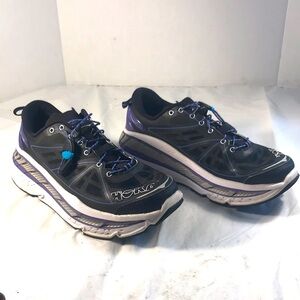 Women’s Hoka One One Stinson -Lite Black and Corsican Blue Road Running Shoes 9